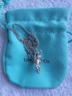 Tiffany & Co. Silver Cherub Angel Pendant Necklace